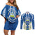 Nicaragua Independence Day 1821 Couples Matching Off Shoulder Short Dress and Long Sleeve Button Shirt Coat Of Arms With Plumeria - Wonder Print Shop