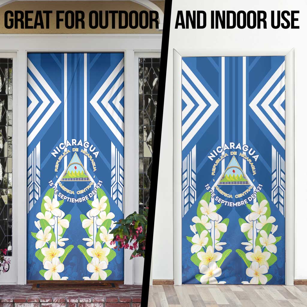 Nicaragua Independence Day 1821 Door Cover Coat Of Arms With Plumeria - Wonder Print Shop