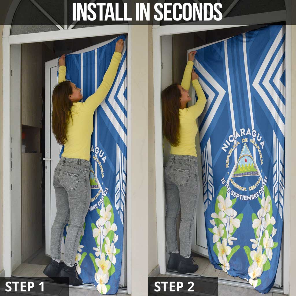 Nicaragua Independence Day 1821 Door Cover Coat Of Arms With Plumeria - Wonder Print Shop