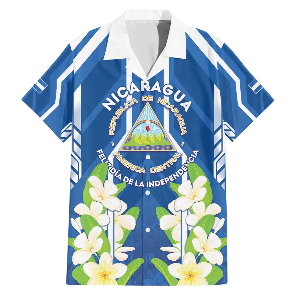 Nicaragua Independence Day 1821 Family Matching Mermaid Dress and Hawaiian Shirt Coat Of Arms With Plumeria - Wonder Print Shop