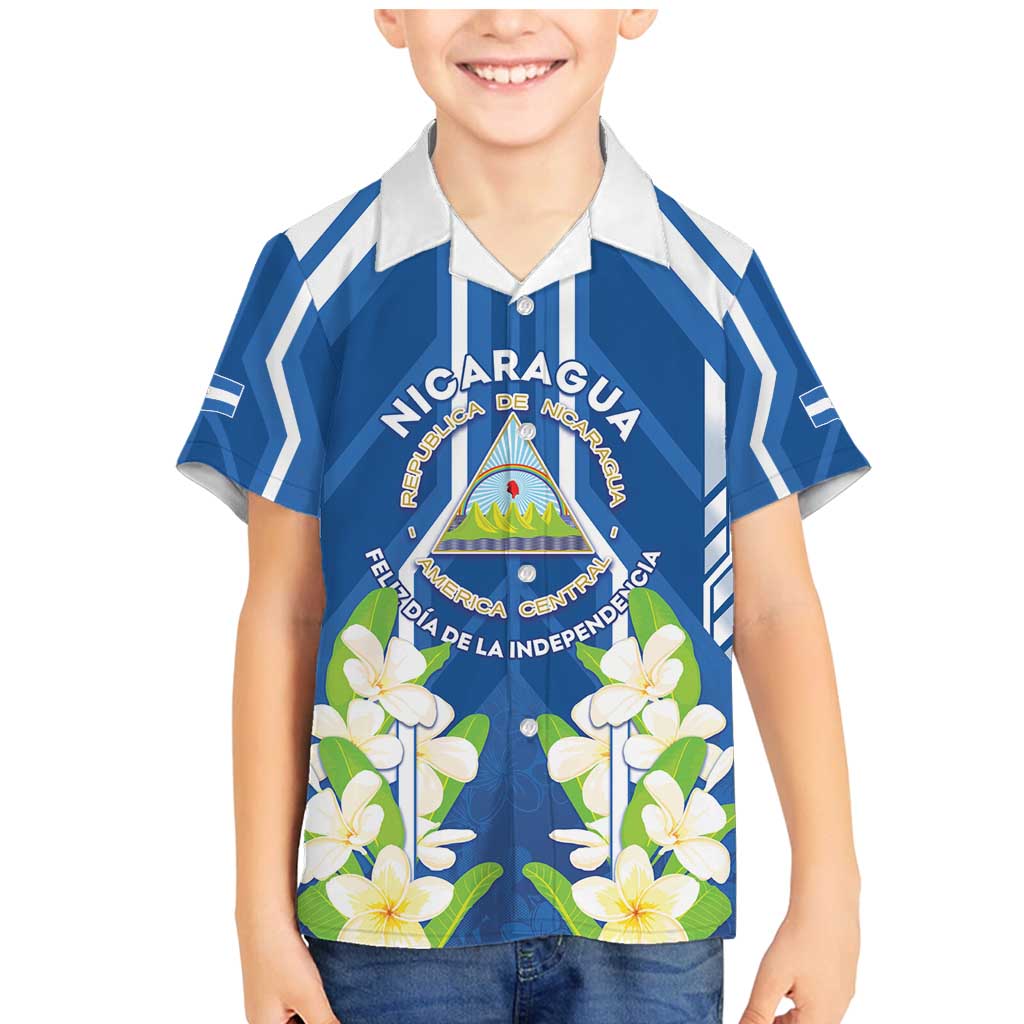 Nicaragua Independence Day 1821 Family Matching Mermaid Dress and Hawaiian Shirt Coat Of Arms With Plumeria - Wonder Print Shop