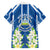 Nicaragua Independence Day 1821 Family Matching Off The Shoulder Long Sleeve Dress and Hawaiian Shirt Coat Of Arms With Plumeria - Wonder Print Shop