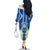 Nicaragua Independence Day 1821 Family Matching Off The Shoulder Long Sleeve Dress and Hawaiian Shirt Coat Of Arms With Plumeria - Wonder Print Shop