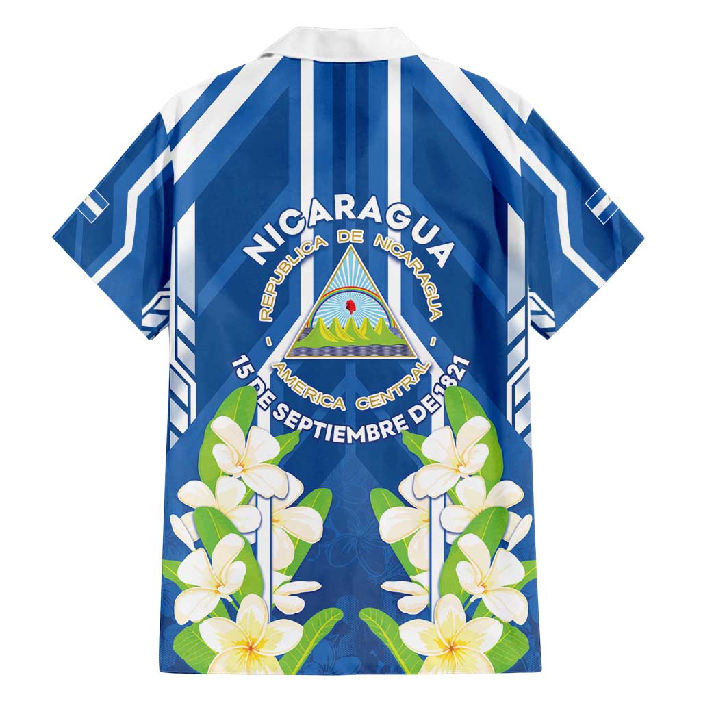 Nicaragua Independence Day 1821 Family Matching Off Shoulder Maxi Dress and Hawaiian Shirt Coat Of Arms With Plumeria - Wonder Print Shop