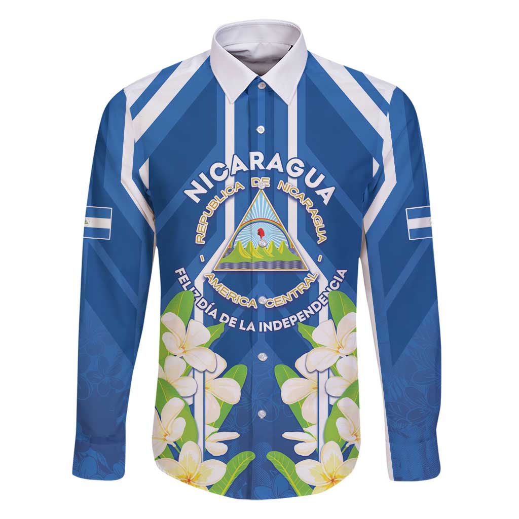 Nicaragua Independence Day 1821 Family Matching Off Shoulder Maxi Dress and Hawaiian Shirt Coat Of Arms With Plumeria - Wonder Print Shop