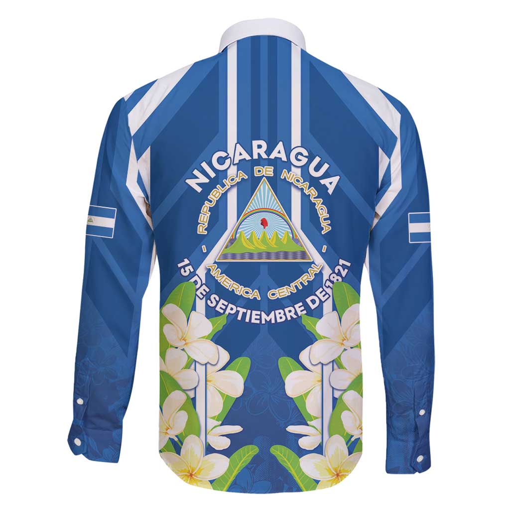 Nicaragua Independence Day 1821 Family Matching Off Shoulder Maxi Dress and Hawaiian Shirt Coat Of Arms With Plumeria - Wonder Print Shop