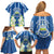 Nicaragua Independence Day 1821 Family Matching Off Shoulder Short Dress and Hawaiian Shirt Coat Of Arms With Plumeria - Wonder Print Shop