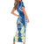 Nicaragua Independence Day 1821 Family Matching Short Sleeve Bodycon Dress and Hawaiian Shirt Coat Of Arms With Plumeria - Wonder Print Shop