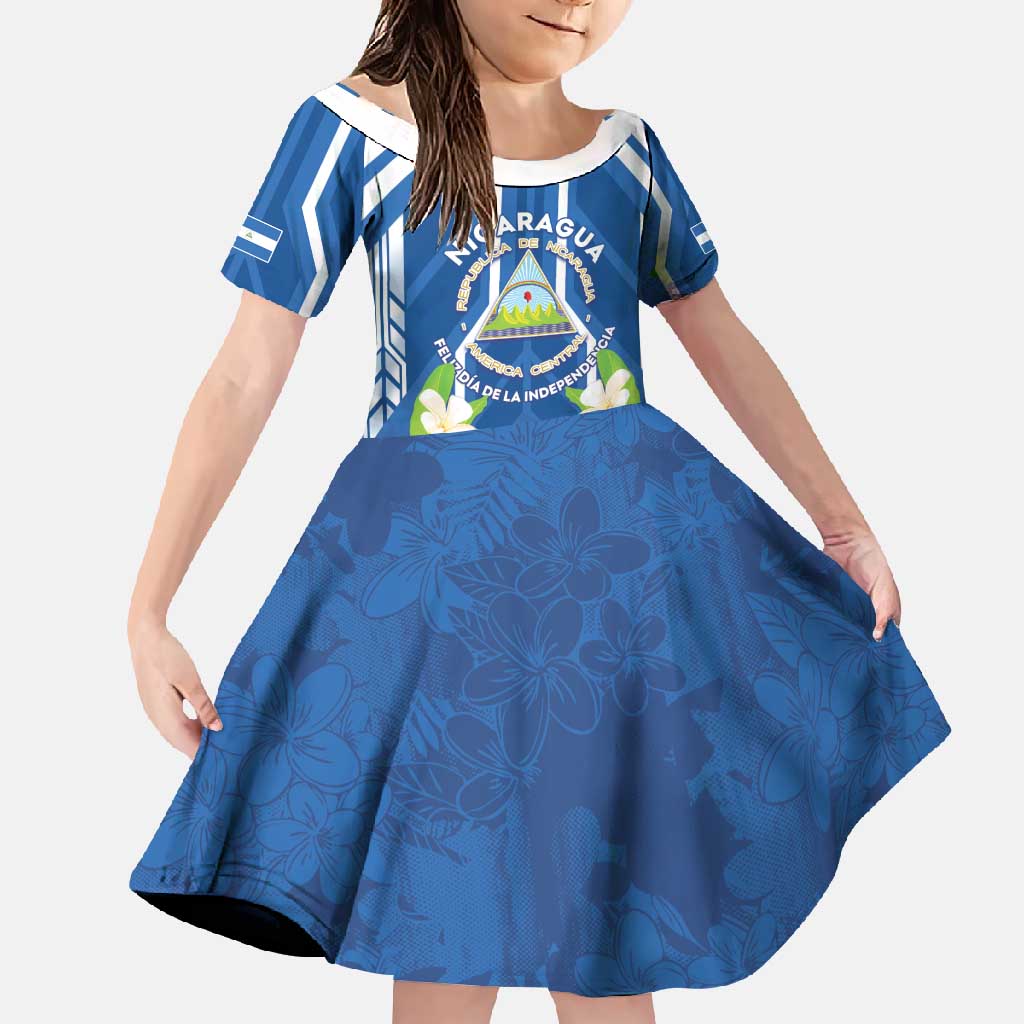 Nicaragua Independence Day 1821 Family Matching Summer Maxi Dress and Hawaiian Shirt Coat Of Arms With Plumeria - Wonder Print Shop