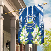 Nicaragua Independence Day 1821 Garden Flag Coat Of Arms With Plumeria - Wonder Print Shop