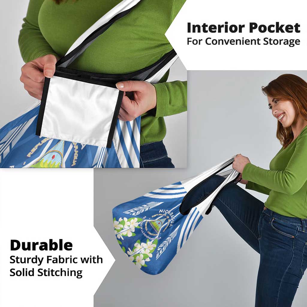 Nicaragua Independence Day 1821 Grocery Bag Coat Of Arms With Plumeria - Wonder Print Shop