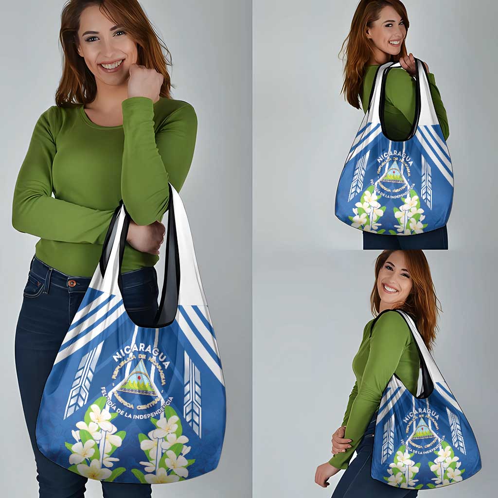 Nicaragua Independence Day 1821 Grocery Bag Coat Of Arms With Plumeria - Wonder Print Shop