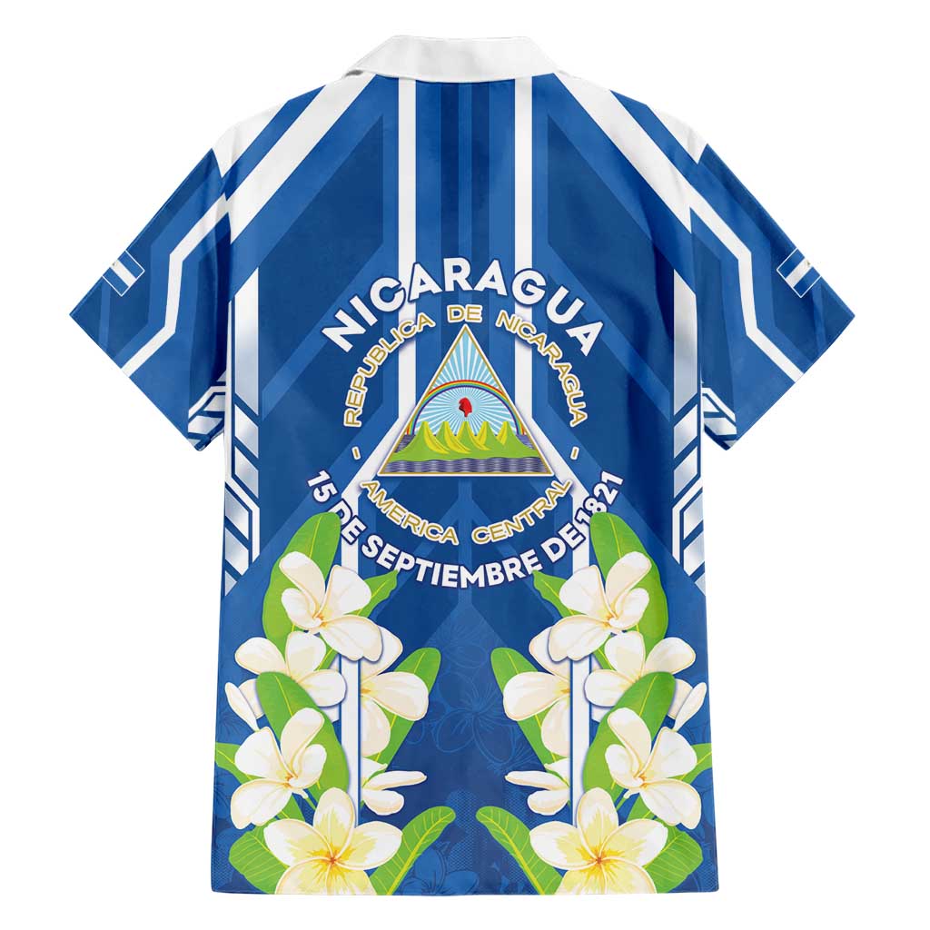 Nicaragua Independence Day 1821 Hawaiian Shirt Coat Of Arms With Plumeria - Wonder Print Shop