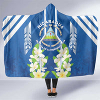 Nicaragua Independence Day 1821 Hooded Blanket Coat Of Arms With Plumeria - Wonder Print Shop