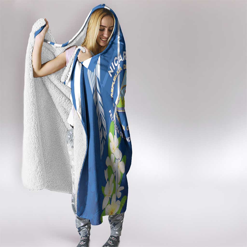 Nicaragua Independence Day 1821 Hooded Blanket Coat Of Arms With Plumeria - Wonder Print Shop