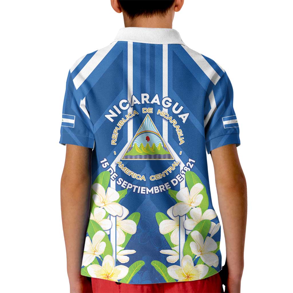 Nicaragua Independence Day 1821 Kid Polo Shirt Coat Of Arms With Plumeria - Wonder Print Shop