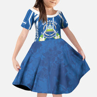 Nicaragua Independence Day 1821 Kid Short Sleeve Dress Coat Of Arms With Plumeria - Wonder Print Shop