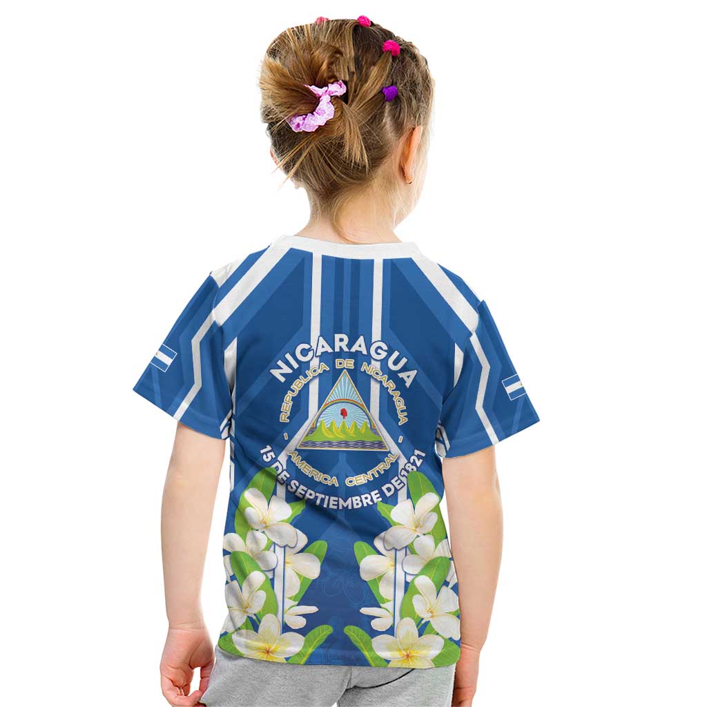 Nicaragua Independence Day 1821 Kid T Shirt Coat Of Arms With Plumeria - Wonder Print Shop