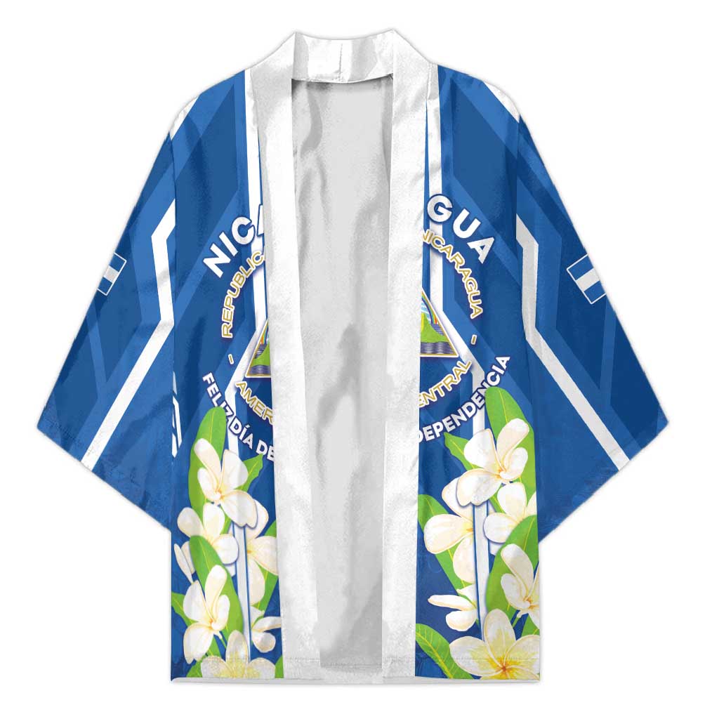 Nicaragua Independence Day 1821 Kimono Coat Of Arms With Plumeria - Wonder Print Shop