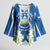 Nicaragua Independence Day 1821 Kimono Sleeve Blouse Coat Of Arms With Plumeria - Wonder Print Shop