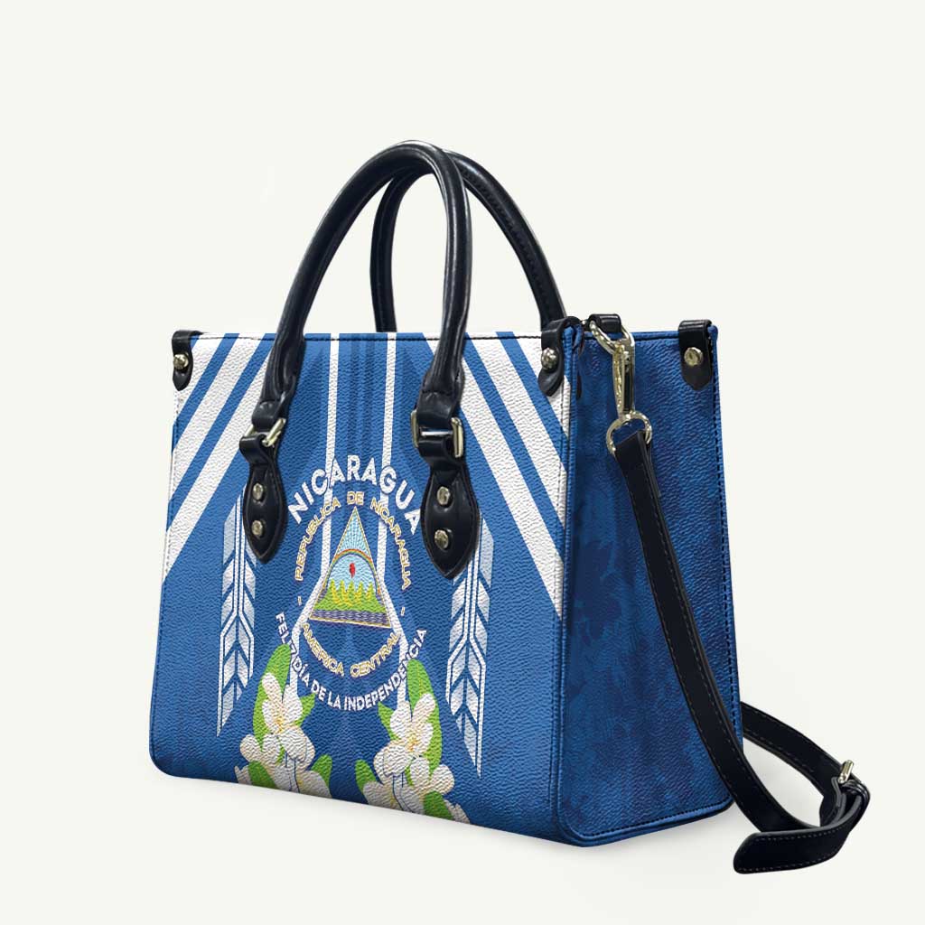 Nicaragua Independence Day 1821 Leather Bag Coat Of Arms With Plumeria - Wonder Print Shop