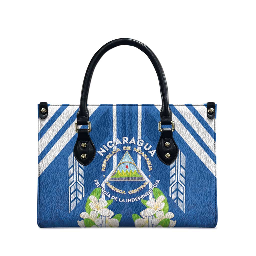 Nicaragua Independence Day 1821 Leather Bag Coat Of Arms With Plumeria - Wonder Print Shop