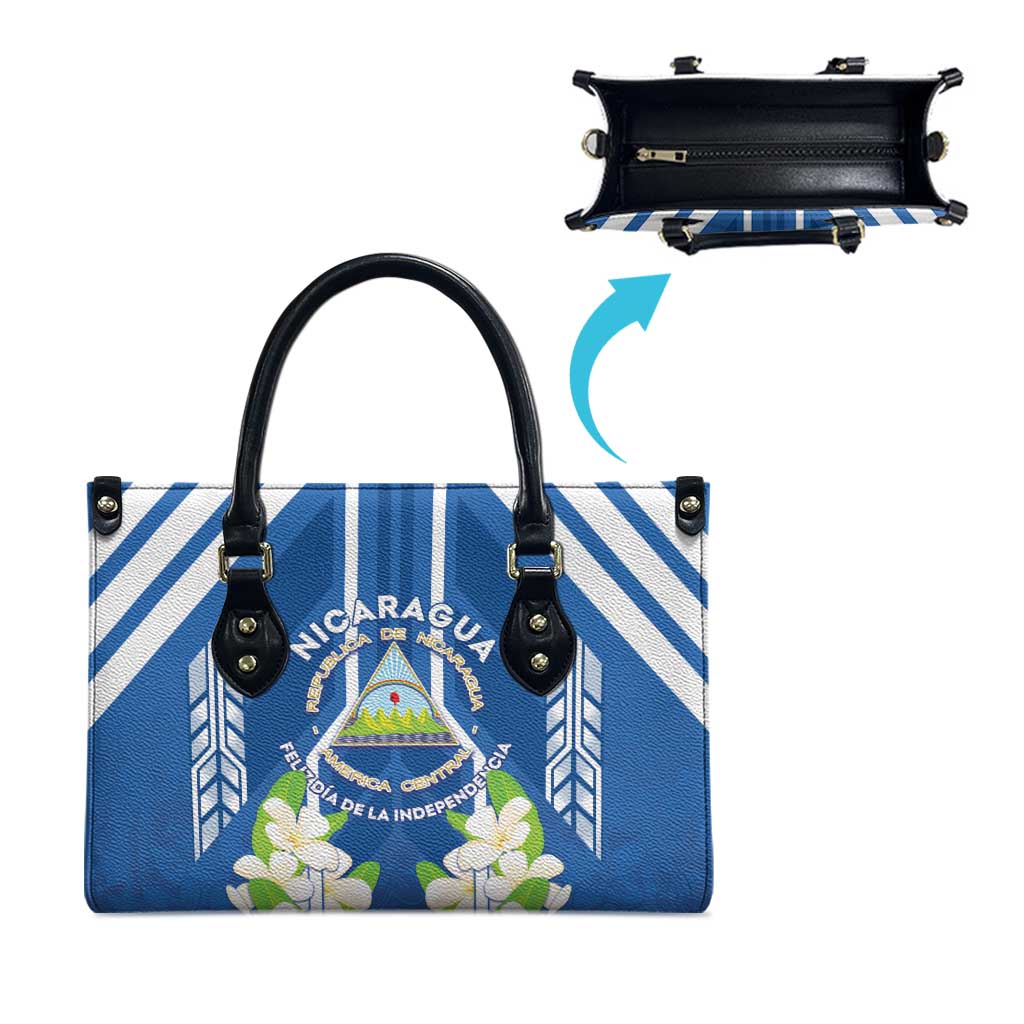 Nicaragua Independence Day 1821 Leather Bag Coat Of Arms With Plumeria - Wonder Print Shop