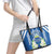 Nicaragua Independence Day 1821 Leather Tote Bag Coat Of Arms With Plumeria - Wonder Print Shop