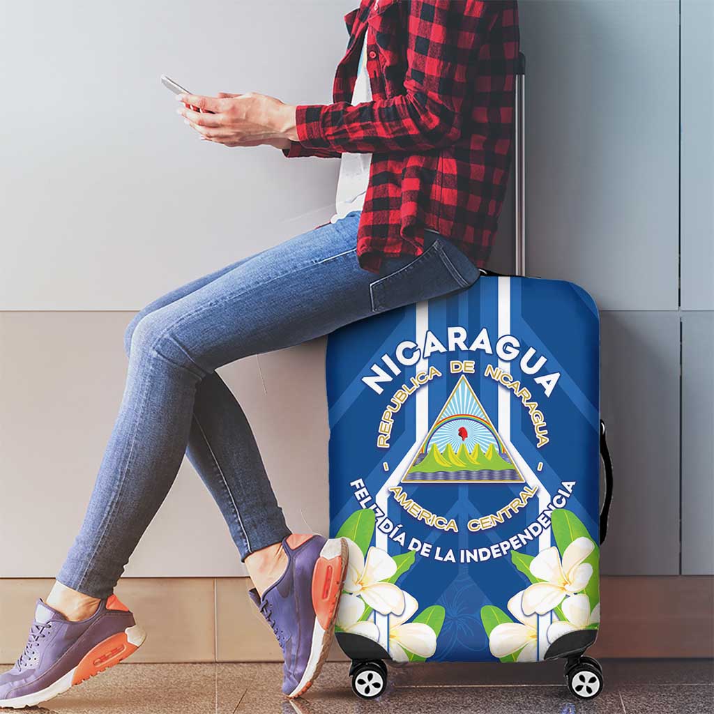 Nicaragua Independence Day 1821 Luggage Cover Coat Of Arms With Plumeria - Wonder Print Shop
