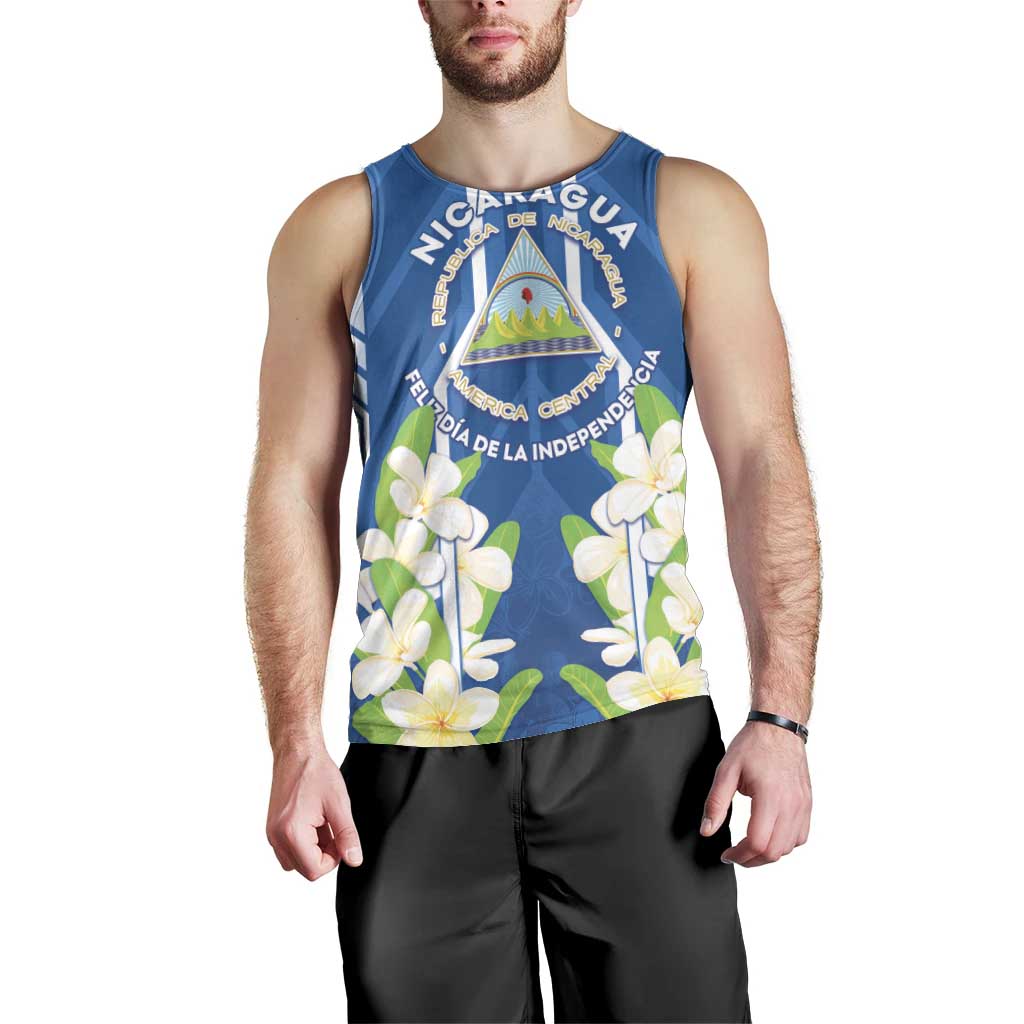 Nicaragua Independence Day 1821 Men Tank Top Coat Of Arms With Plumeria - Wonder Print Shop