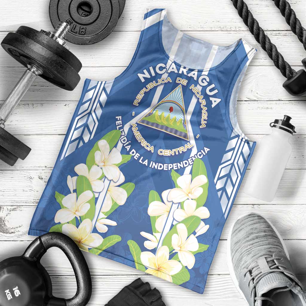 Nicaragua Independence Day 1821 Men Tank Top Coat Of Arms With Plumeria - Wonder Print Shop