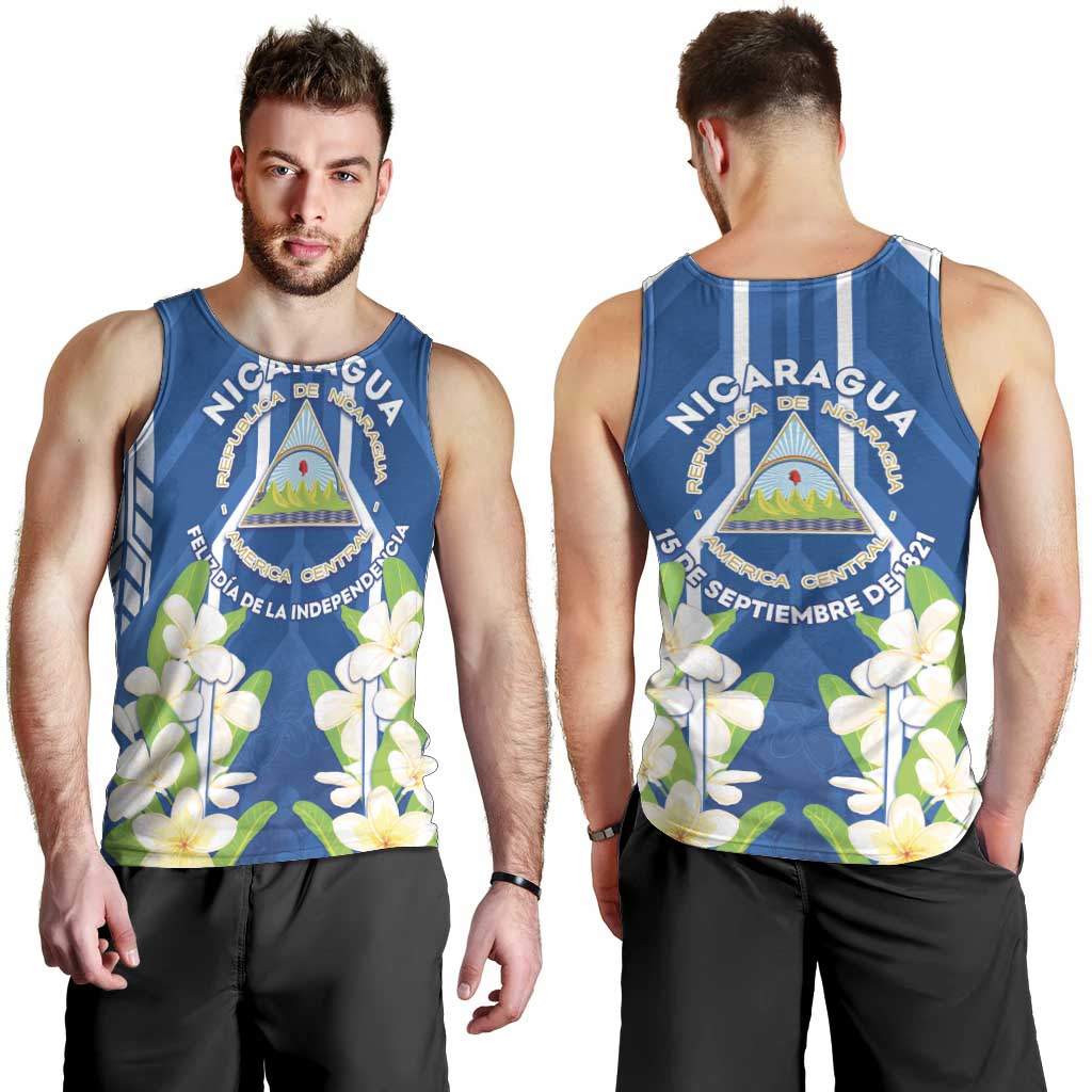 Nicaragua Independence Day 1821 Men Tank Top Coat Of Arms With Plumeria - Wonder Print Shop
