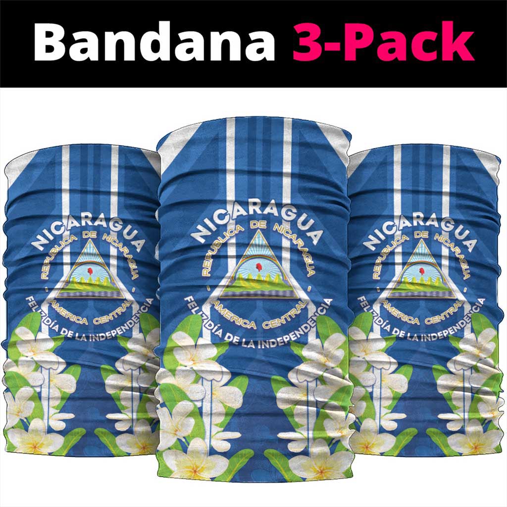 Nicaragua Independence Day 1821 Neck Gaiter Coat Of Arms With Plumeria - Wonder Print Shop