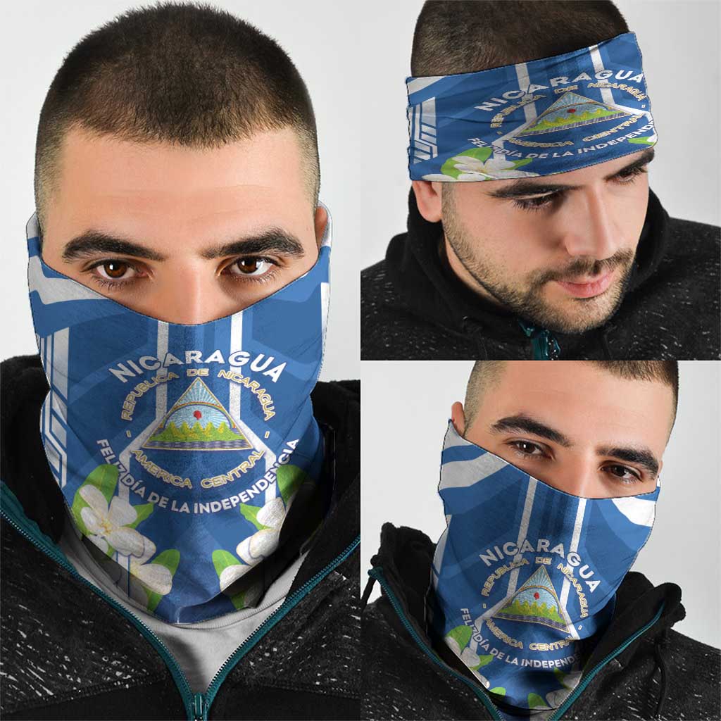 Nicaragua Independence Day 1821 Neck Gaiter Coat Of Arms With Plumeria - Wonder Print Shop
