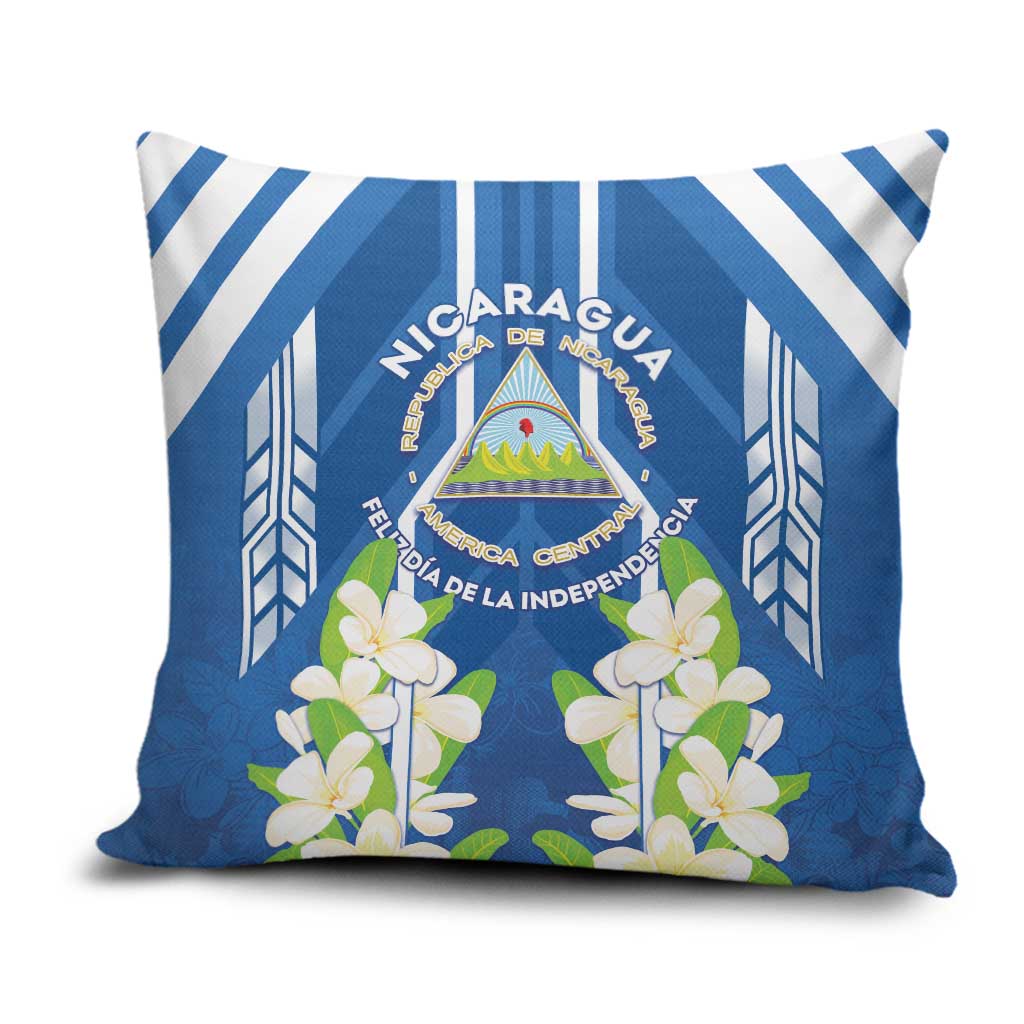 Nicaragua Independence Day 1821 Pillow Cover Coat Of Arms With Plumeria - Wonder Print Shop
