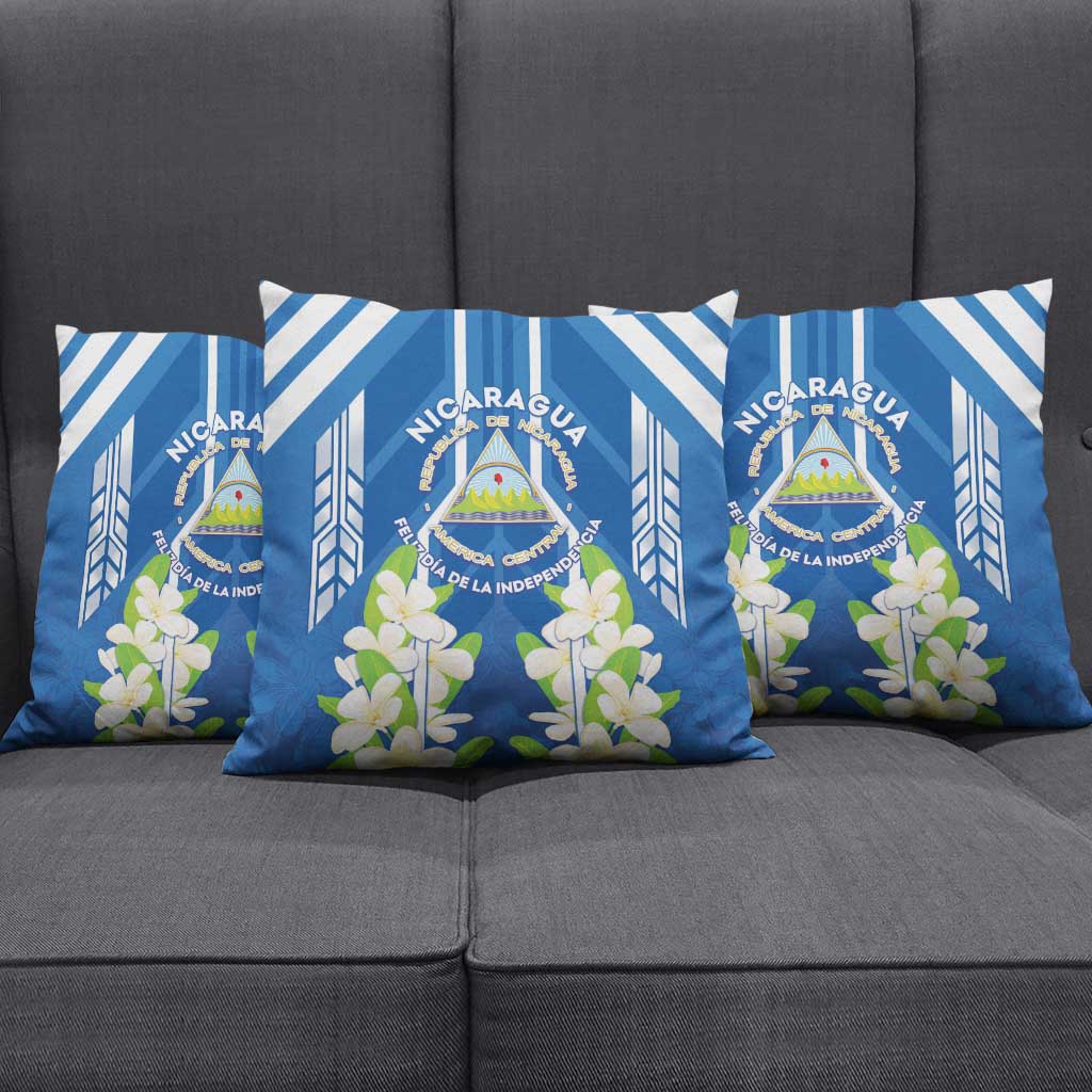 Nicaragua Independence Day 1821 Pillow Cover Coat Of Arms With Plumeria - Wonder Print Shop