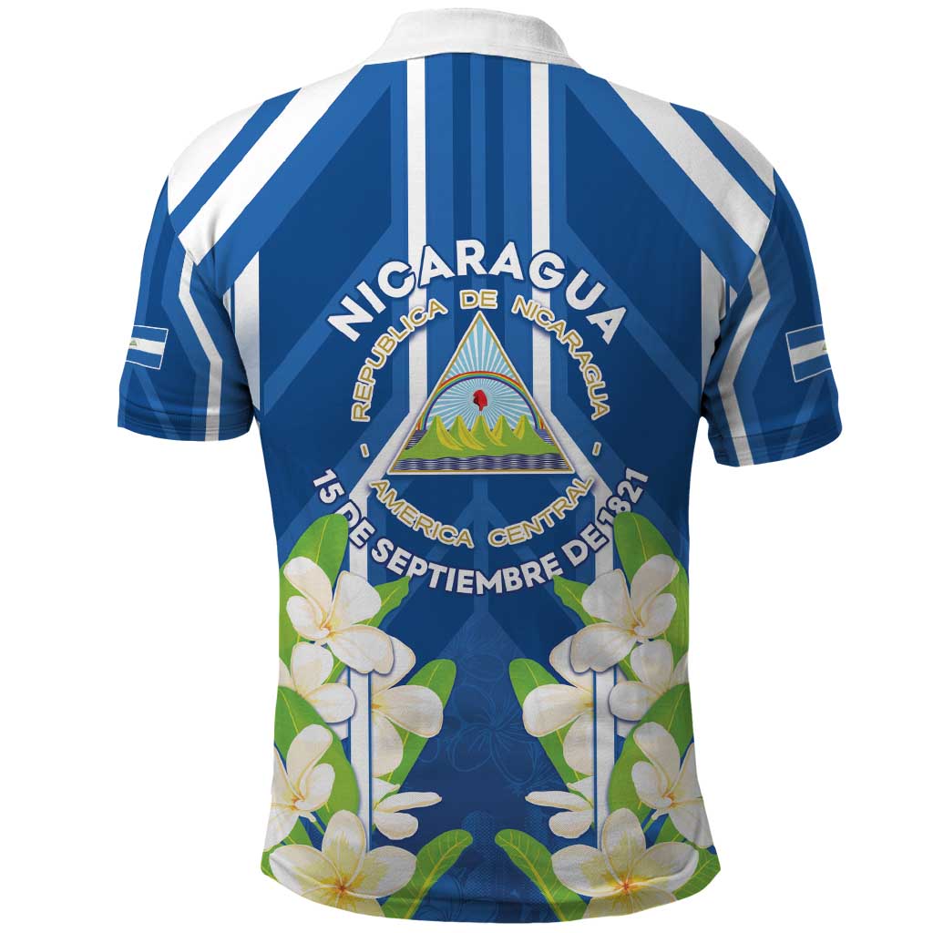 Nicaragua Independence Day 1821 Polo Shirt Coat Of Arms With Plumeria - Wonder Print Shop