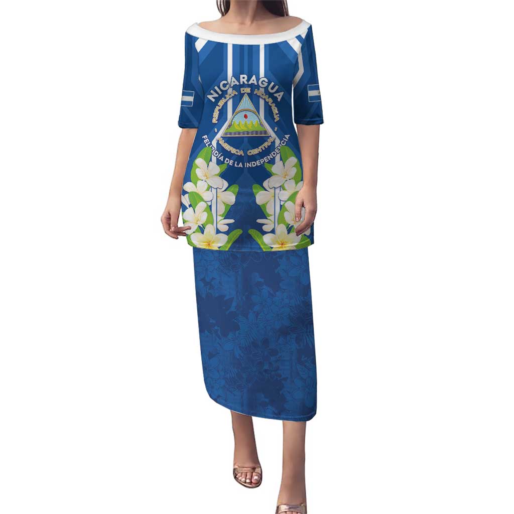 Nicaragua Independence Day 1821 Puletasi Coat Of Arms With Plumeria - Wonder Print Shop
