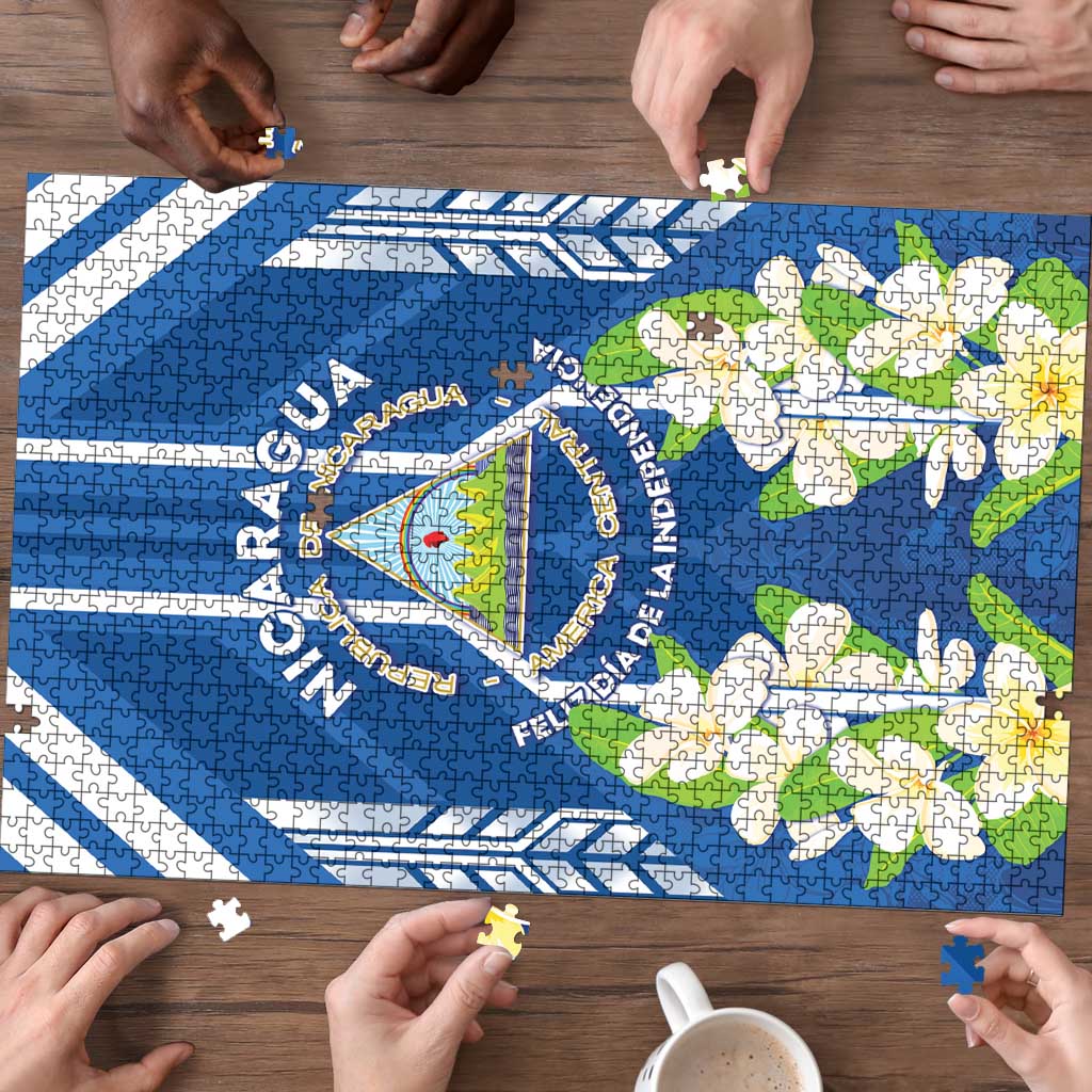 Nicaragua Independence Day 1821 Puzzle Coat Of Arms With Plumeria - Wonder Print Shop