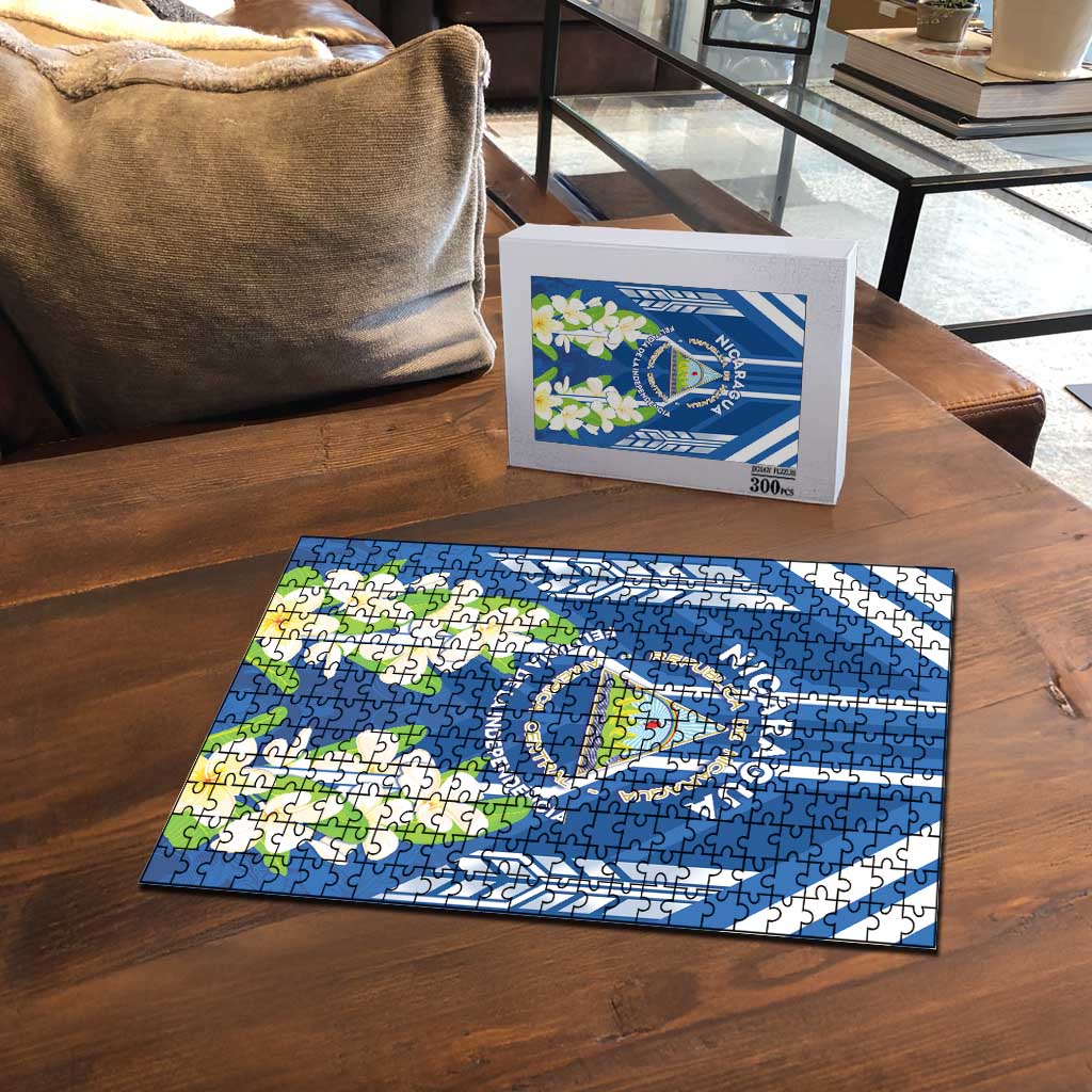 Nicaragua Independence Day 1821 Puzzle Coat Of Arms With Plumeria - Wonder Print Shop