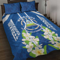 Nicaragua Independence Day 1821 Quilt Bed Set Coat Of Arms With Plumeria - Wonder Print Shop