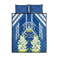 Nicaragua Independence Day 1821 Quilt Bed Set Coat Of Arms With Plumeria - Wonder Print Shop