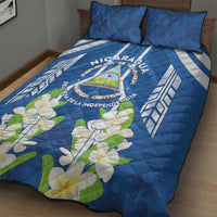 Nicaragua Independence Day 1821 Quilt Bed Set Coat Of Arms With Plumeria - Wonder Print Shop