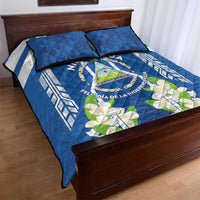 Nicaragua Independence Day 1821 Quilt Bed Set Coat Of Arms With Plumeria - Wonder Print Shop