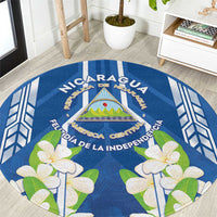 Nicaragua Independence Day 1821 Round Carpet Coat Of Arms With Plumeria - Wonder Print Shop