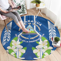 Nicaragua Independence Day 1821 Round Carpet Coat Of Arms With Plumeria - Wonder Print Shop