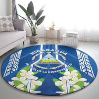 Nicaragua Independence Day 1821 Round Carpet Coat Of Arms With Plumeria - Wonder Print Shop