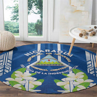 Nicaragua Independence Day 1821 Round Carpet Coat Of Arms With Plumeria - Wonder Print Shop