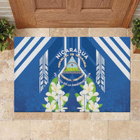 Nicaragua Independence Day 1821 Rubber Doormat Coat Of Arms With Plumeria - Wonder Print Shop