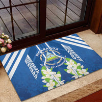 Nicaragua Independence Day 1821 Rubber Doormat Coat Of Arms With Plumeria - Wonder Print Shop